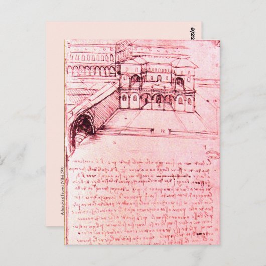 RENAISSANCE ARCHITECTUUR, VILLE PROJECT, Pink Briefkaart (Voorkant / Achterkant)