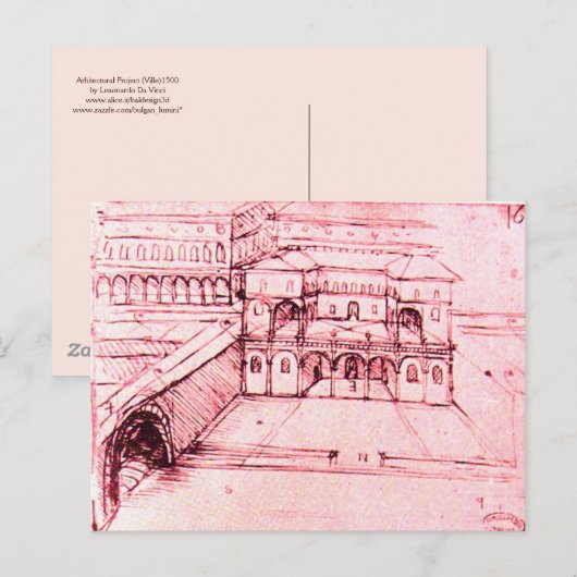 RENAISSANCE ARCHITECTUUR, VILLE PROJECT, Pink Briefkaart (Voorkant / Achterkant)