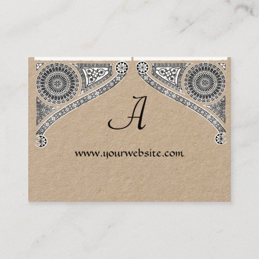RENAISSANCE ARCITECTURE MONOGRAM Black Kraft Paper Visitekaartje (Achterkant)