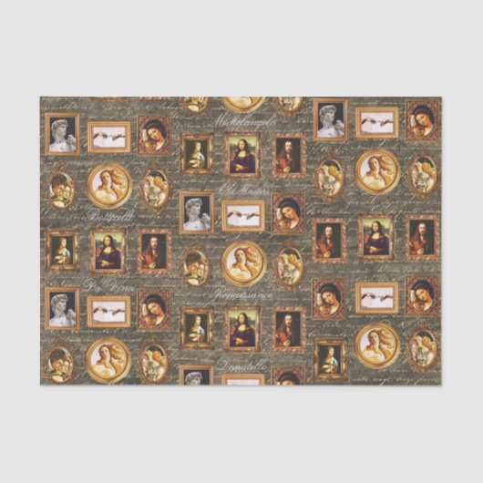 Renaissance Art Framed Antiek Script Decoupage Tissuepapier (Voorkant)