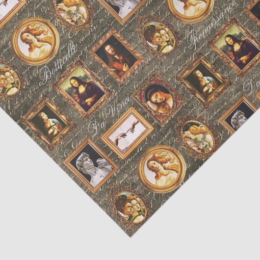 Renaissance Art Framed Antiek Script Decoupage Tissuepapier (Detail)