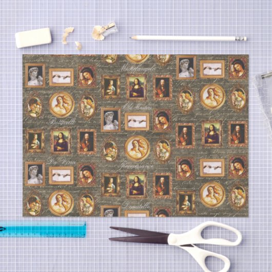 Renaissance Art Framed Antiek Script Decoupage Tissuepapier (Craft)