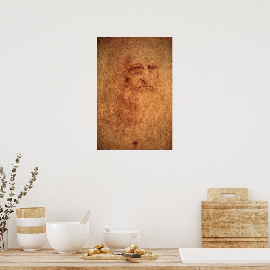 Renaissance Art Self Portret van Leonardo da Vinci Poster (Keuken)