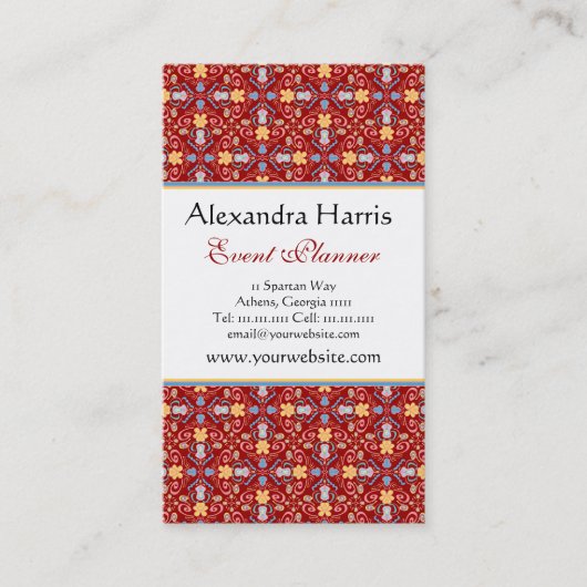 Renaissance Arts and Crafts Floral Pattern Visitekaartje (Voorkant)