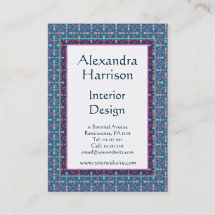 Renaissance Arts and Crafts Green Floral Pattern Visitekaartje