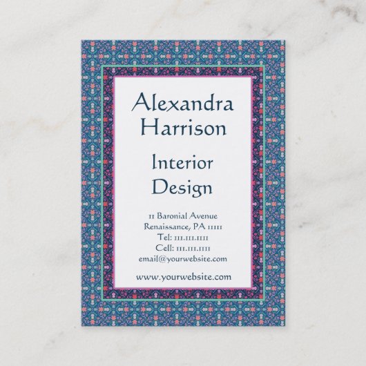 Renaissance Arts and Crafts Green Floral Pattern Visitekaartje (Voorkant)