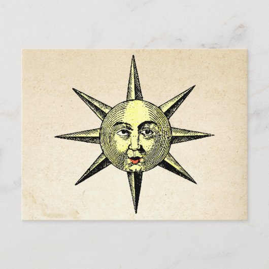 Renaissance Astronomie - Zonnegezicht Handgekleurd Briefkaart (Voorkant)