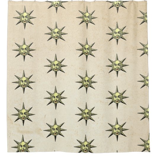 Renaissance Astronomie - Zonnegezicht Handgekleurd Douchegordijn (Voorkant)