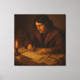 Renaissance-astronoom aan het werk canvas afdruk