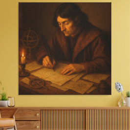 Renaissance-astronoom aan het werk canvas afdruk