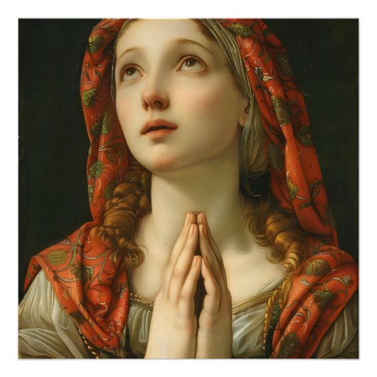 Renaissance Biddend Meisje Foto Afdruk (Voorkant)