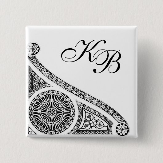 RENAISSANCE Black White Architecture Decor Vierkante Button 5,1 Cm (Voorkant)