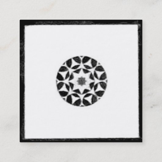 RENAISSANCE Black White Red Geometric Floral Vierkante Visitekaartje (Achterkant)