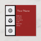 RENAISSANCE Black White Red Geometric Floral Vierkante Visitekaartje (Voorkant)