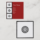 RENAISSANCE Black White Red Geometric Floral Vierkante Visitekaartje (Voorkant / Achterkant)