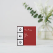 RENAISSANCE Black White Red Geometric Floral Vierkante Visitekaartje (Staand voorkant)