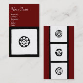 RENAISSANCE Black White Red Geometric Floral Visitekaartje (Voorkant / Achterkant)