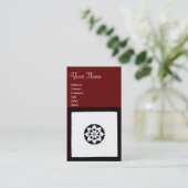 RENAISSANCE Black White Red Geometric Floral Visitekaartje (Staand voorkant)