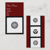 RENAISSANCE Black White Red Geometric Floral Visitekaartje (Voorkant / Achterkant)