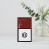 RENAISSANCE Black White Red Geometric Floral Visitekaartje (Staand voorkant)
