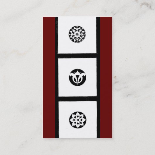 RENAISSANCE Black White Red Geometric Floral Visitekaartje (Achterkant)