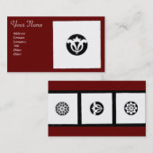 RENAISSANCE Black White Red Geometric Floral Visitekaartje (Voorkant / Achterkant)