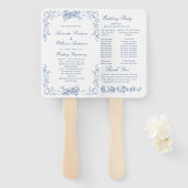 Renaissance  Blauwe Huwelijksceremonie Programma Handwaaier (Voorkant en achterkant)