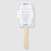 Renaissance  Blauwe Huwelijksceremonie Programma Handwaaier (Voorkant)