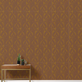 Renaissance bloeit in roest bruin en goud behang