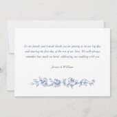 Renaissance  Bloemen Dusty Blue Wedding Bedankkaart (Achterkant)