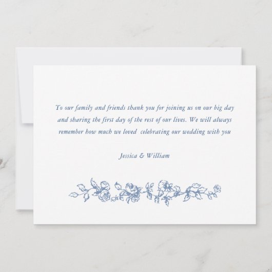 Renaissance  Bloemen Dusty Blue Wedding Bedankkaart (Achterkant)