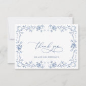 Renaissance  Bloemen Dusty Blue Wedding Bedankkaart (Voorkant)