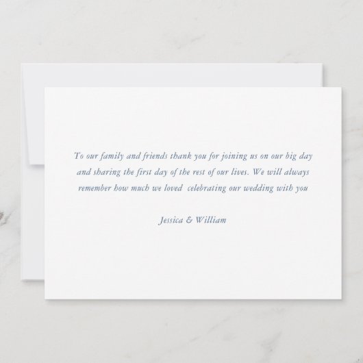 Renaissance  Bloemen Dusty Blue Wedding Bedankkaart (Achterkant)