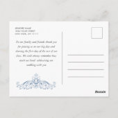 Renaissance  Bloemen Dusty Blue Wedding Briefkaart (Achterkant)