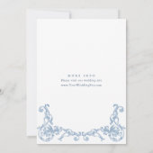 Renaissance  Bloemen Dusty Blue Wedding Kaart (Achterkant)