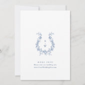 Renaissance Bloemen Dusty Blue Wedding Kaart (Achterkant)