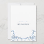 Renaissance  Bloemen Dusty Blue Wedding Kaart (Achterkant)