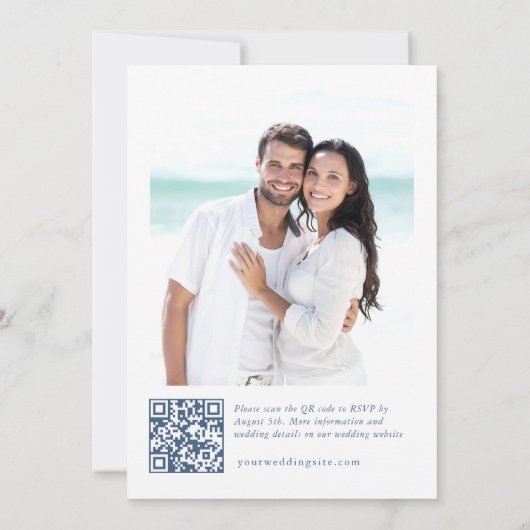 Renaissance  Bloemen Dusty Blue Wedding Kaart (Achterkant)