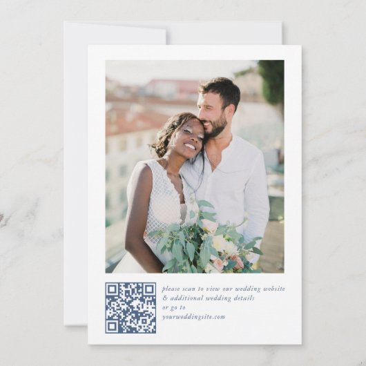Renaissance  Bloemen Dusty Blue Wedding Save The Date (Achterkant)