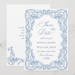 Renaissance Bloemen Dusty Blue Wedding Save The Date