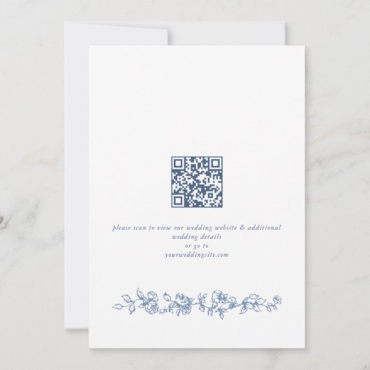 Renaissance  Bloemen Dusty Blue Wedding Save The Date (Achterkant)