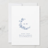 Renaissance  Bloemen Dusty Blue Wedding Save The Date (Achterkant)