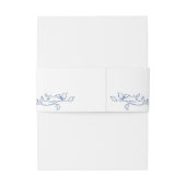 Renaissance Bloemen Dusty Blue Wedding Uitnodigingen Wikkel (Achterkant Voorbeeld)