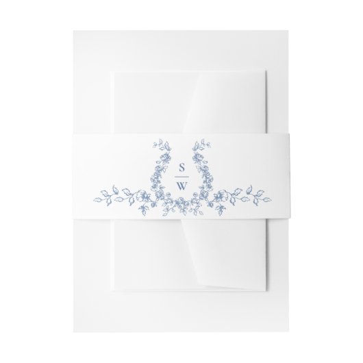 Renaissance Bloemen Dusty Blue Wedding Uitnodigingen Wikkel (Voorkant Voorbeeld)