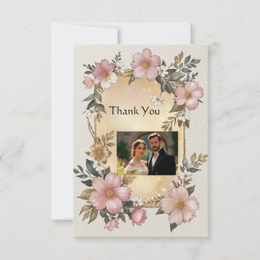 Renaissance Bloemen Lijst bruiloft Dank u kaarten (Voorkant)