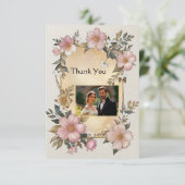 Renaissance Bloemen Lijst bruiloft Dank u kaarten (Staand voorkant)