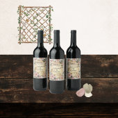 Renaissance Bloemen Lijst Trouwwijn Labels Wijn Etiket