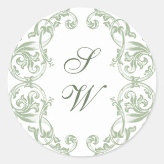 Renaissance Bloemen salie Groen Huwelijk Ronde Sticker