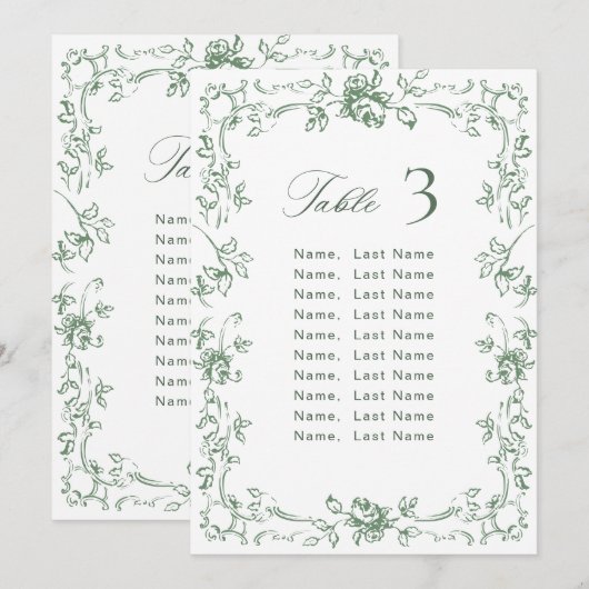 Renaissance  bruiloft Zitting Grafiek Kaart (Voorkant / Achterkant)