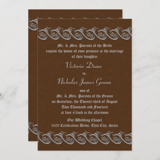 Renaissance Bruin met Peter Wedding Kaart (Voorkant / Achterkant)